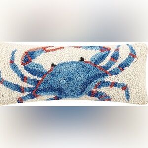 Peking Handicraft  Blown Filled Hook Throw Pillow, 12-inch Blue Crab)